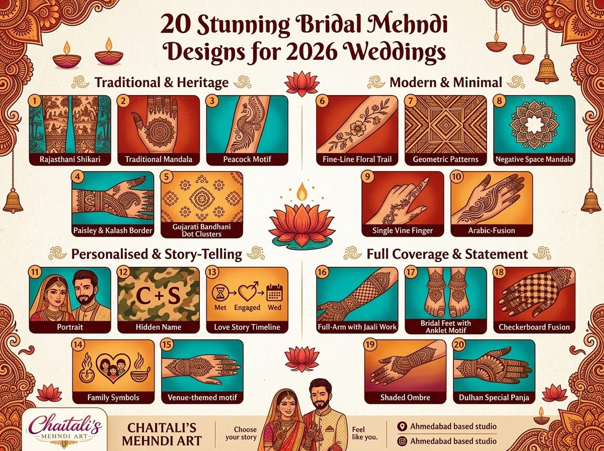 20 Stunning Bridal Mehndi Designs for 2026 Weddings