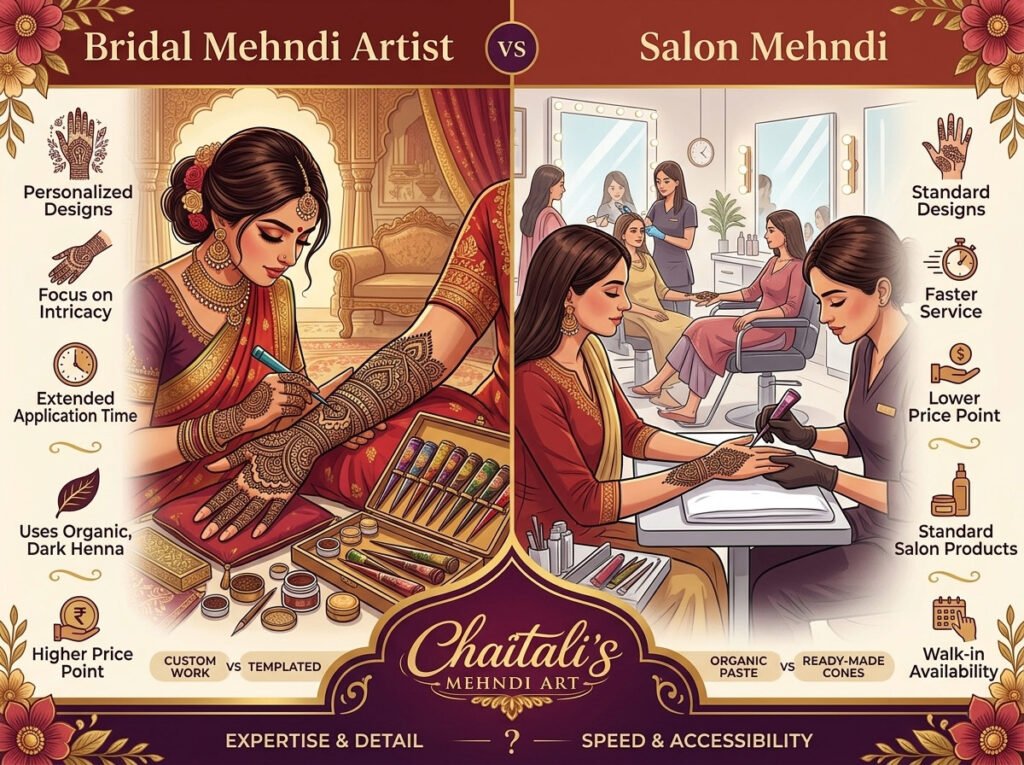 Bridal Mehndi Artist vs Salon Mehndi: What's the Difference?