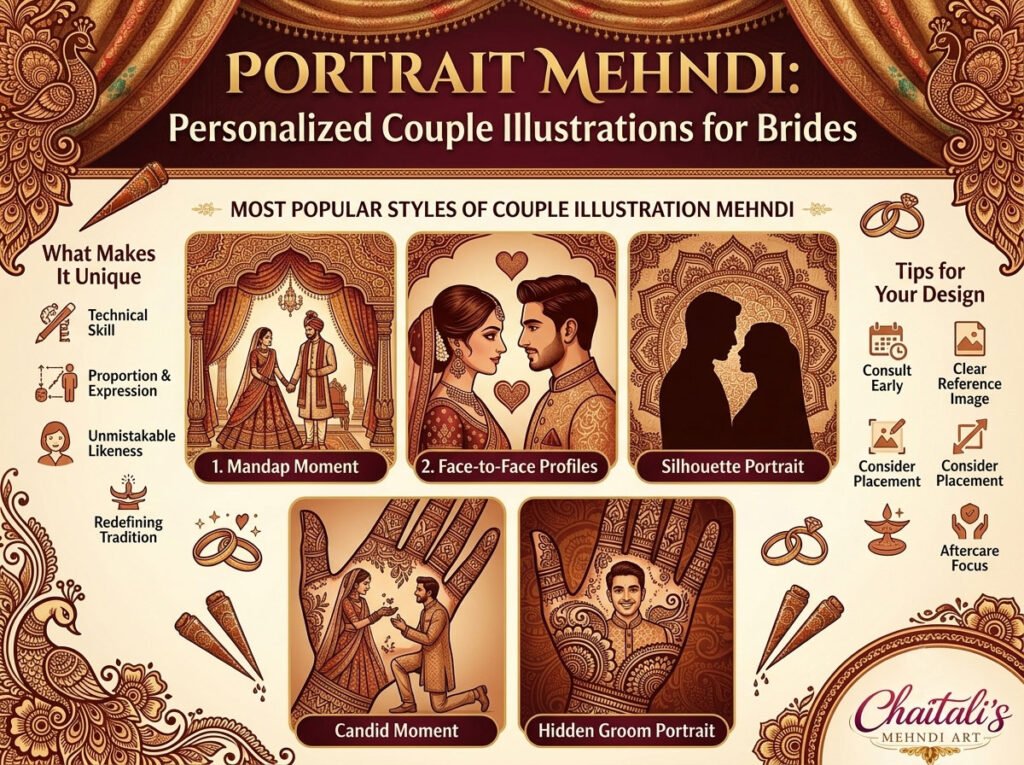 Portrait Mehndi: Adding Couple Illustrations to Bridal Designs