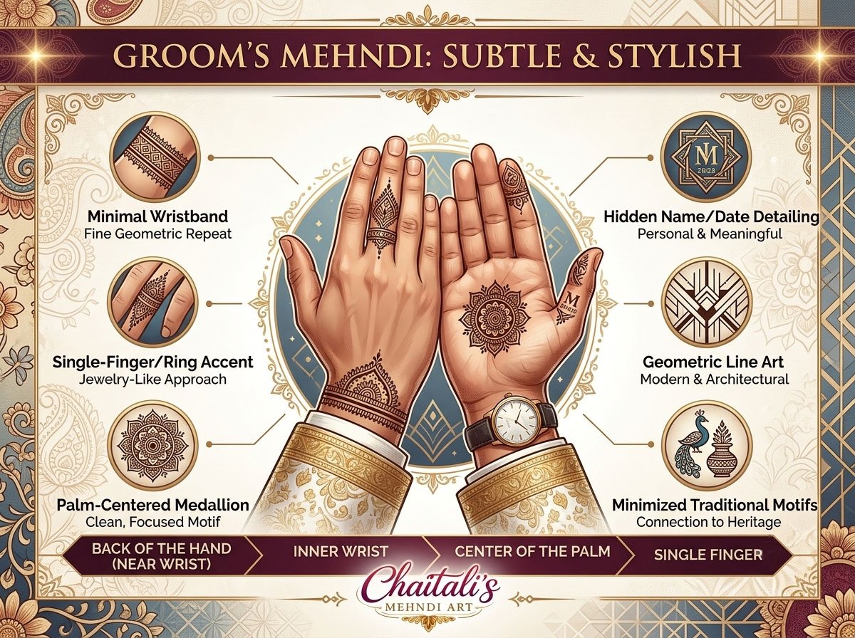 Groom's Mehndi Designs: Subtle and Stylish