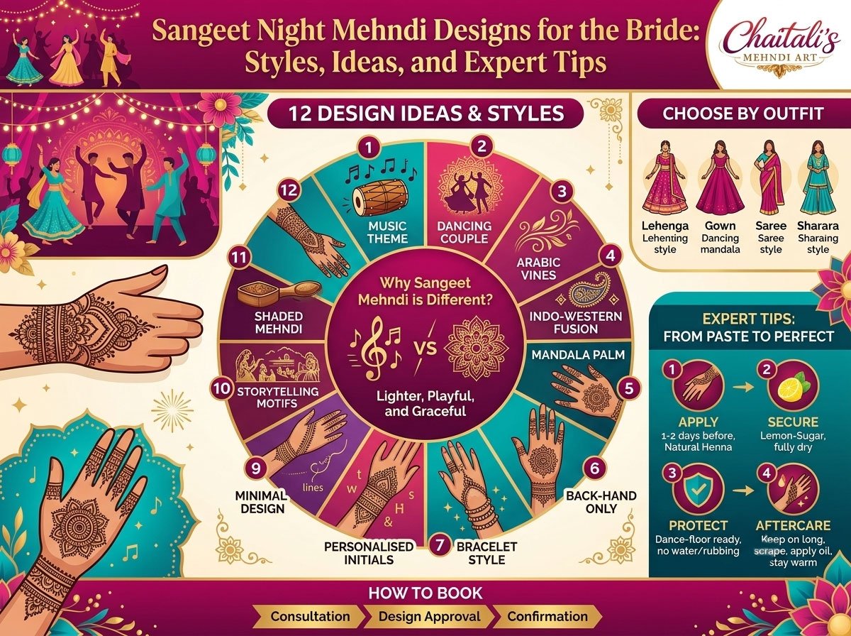Sangeet Night Mehndi Designs for the Bride: Styles, Ideas and Expert Tips